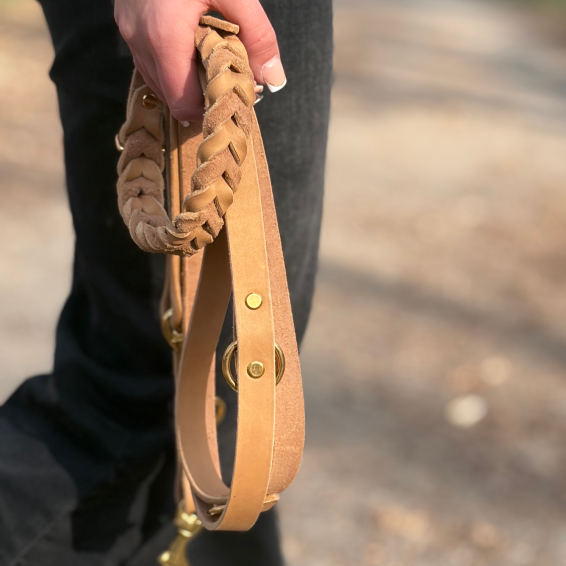 Leinen Fettleder Biothane Halsband geflochten handgemacht